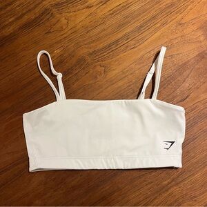 Gymshark White Bandeau Sports Bra with Adjustable Straps